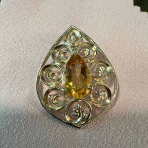 Citrine sterling silver Teardrop Pendant